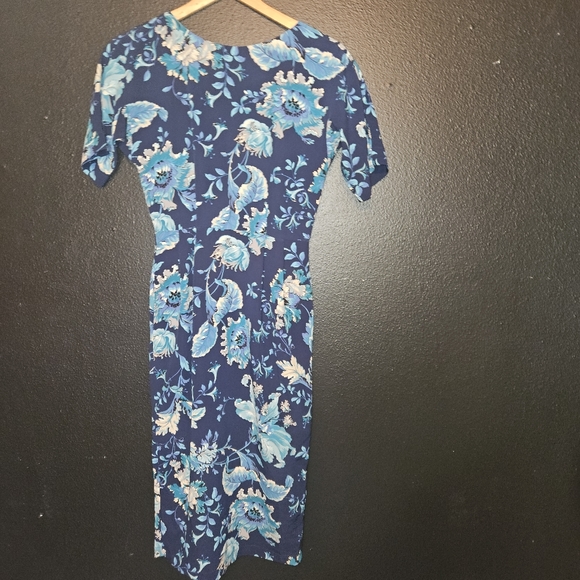 ASOS Blue Paisley Wiggle Dress 2 - Picture 3 of 5